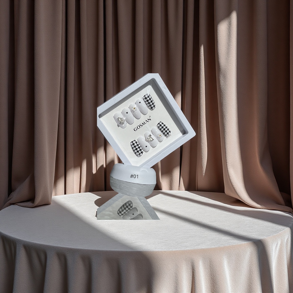 戈斯曼2023新款24片手工穿戴软甲法式中长款温柔气质无痕甲片女美甲贴纸