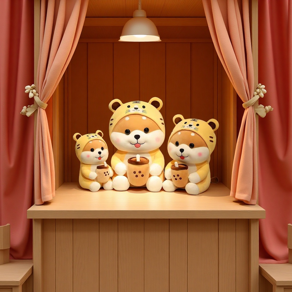 秀绒玩具可爱柯基犬毛绒玩具虎年礼物PP棉填充抱枕毛绒公仔娃娃儿童玩偶赠品