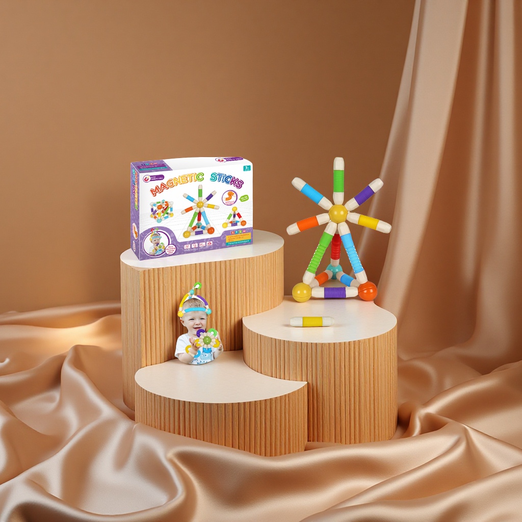 母婴幼教积木儿童科教伸缩磁力棒益智玩具启蒙早教拼搭创意学习磁力棒磁吸玩具零售细节图
