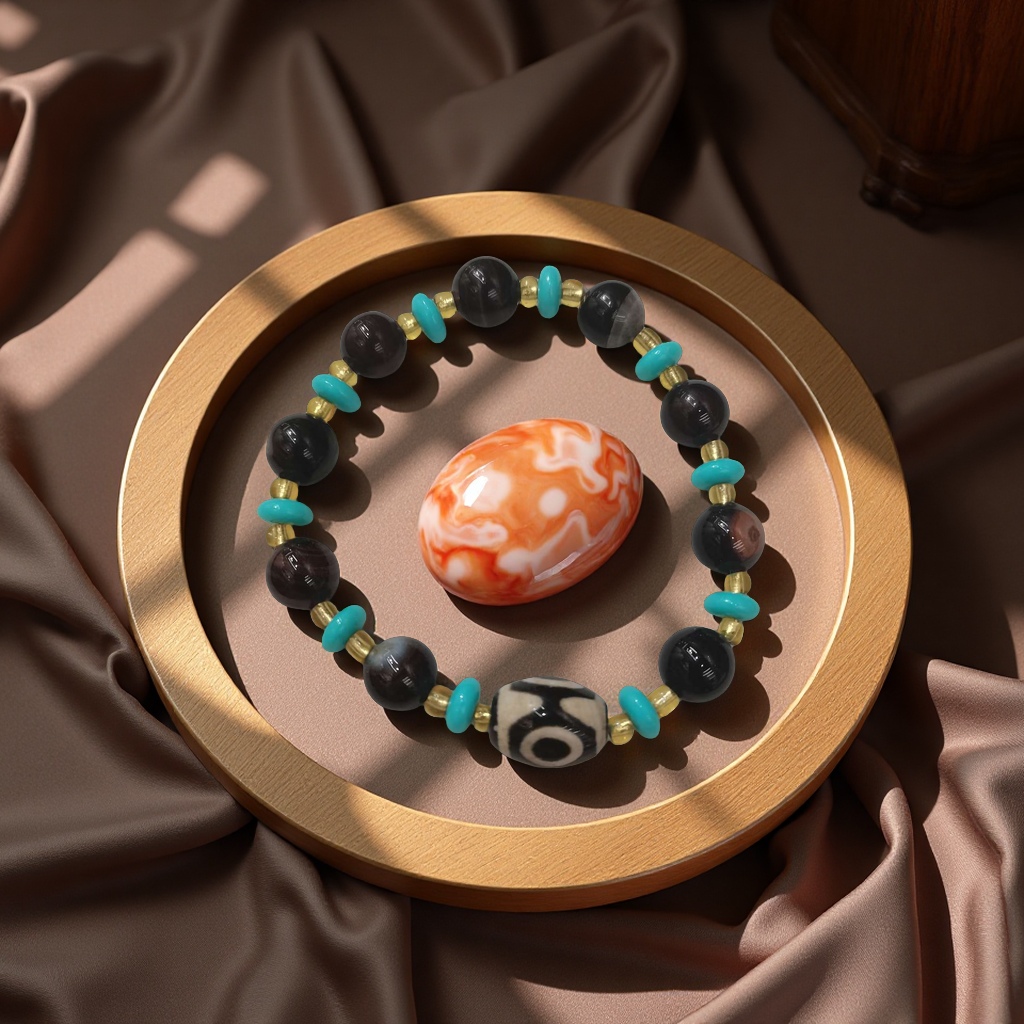 玛瑙天珠手链饰品天然水晶佛珠手工编织时尚个性男女款送礼品