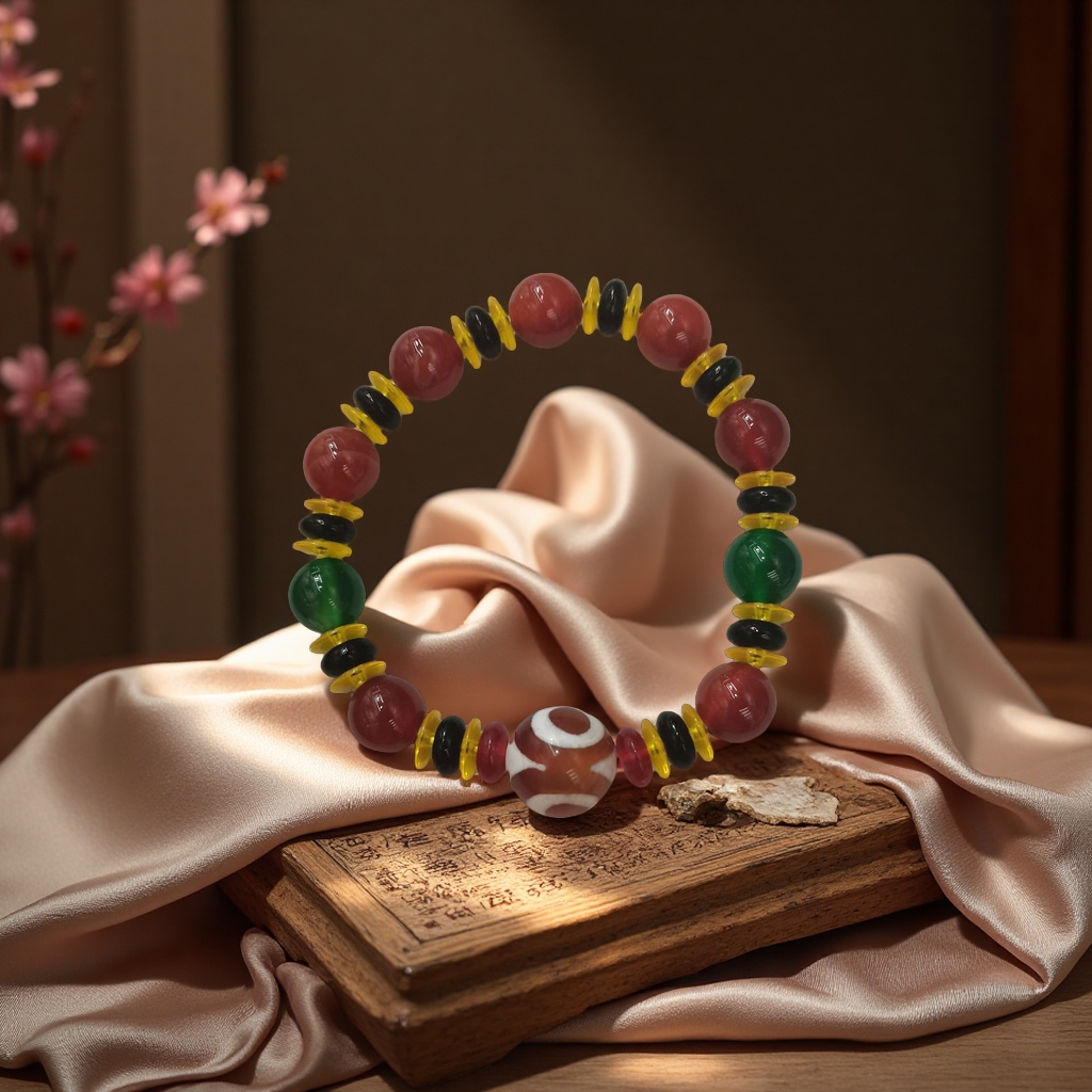 Agate sky pearl bracelet jewelry, natural crystal Buddhist prayer beads, hand-woven, fashionable and personalized, suitable for both men and women as a gift details Picture