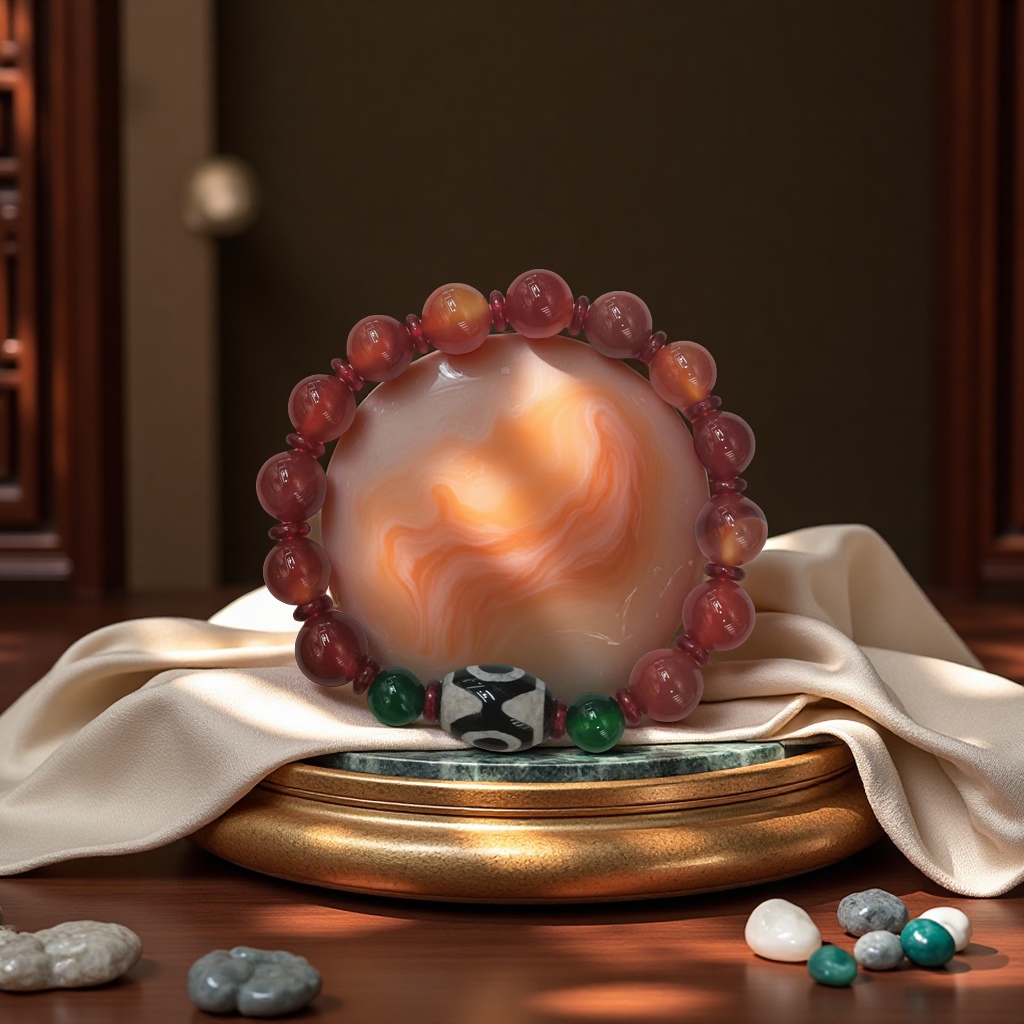 Agate sky pearl bracelet jewelry, natural crystal Buddhist prayer beads, hand-woven, fashionable and personalized, suitable for both men and women as a gift Application Scenario