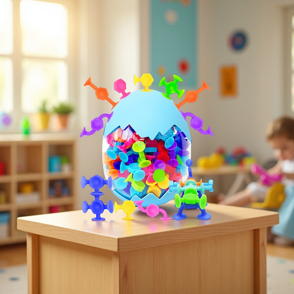 跨境热销吸盘软积木吸吸乐粘粘乐儿童益智DIY百变拼搭积木塑料玩具