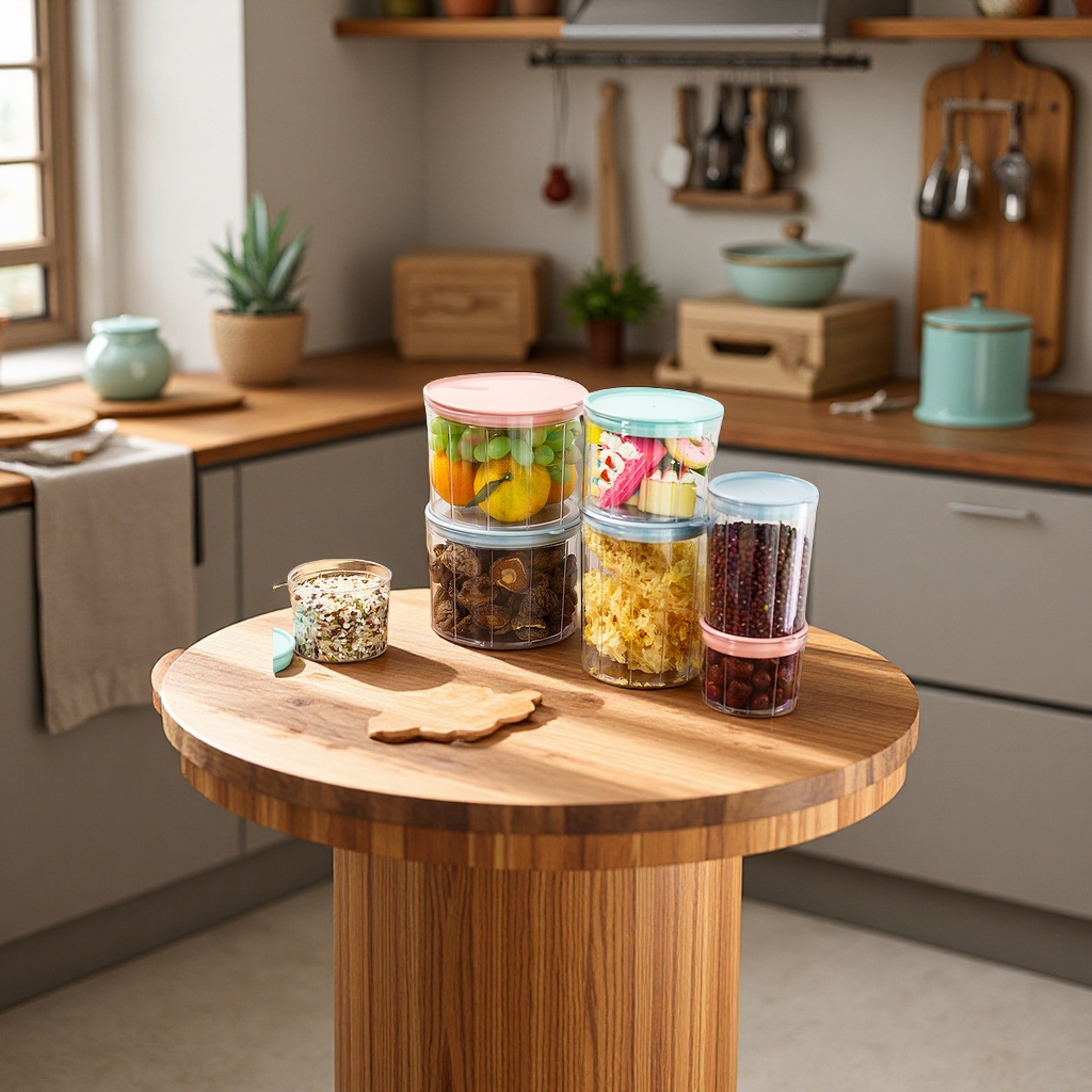 Grain and cereal storage jars, food sealed and fresh-keeping transparent kitchen storage plastic candy jars, children's sealed boxes