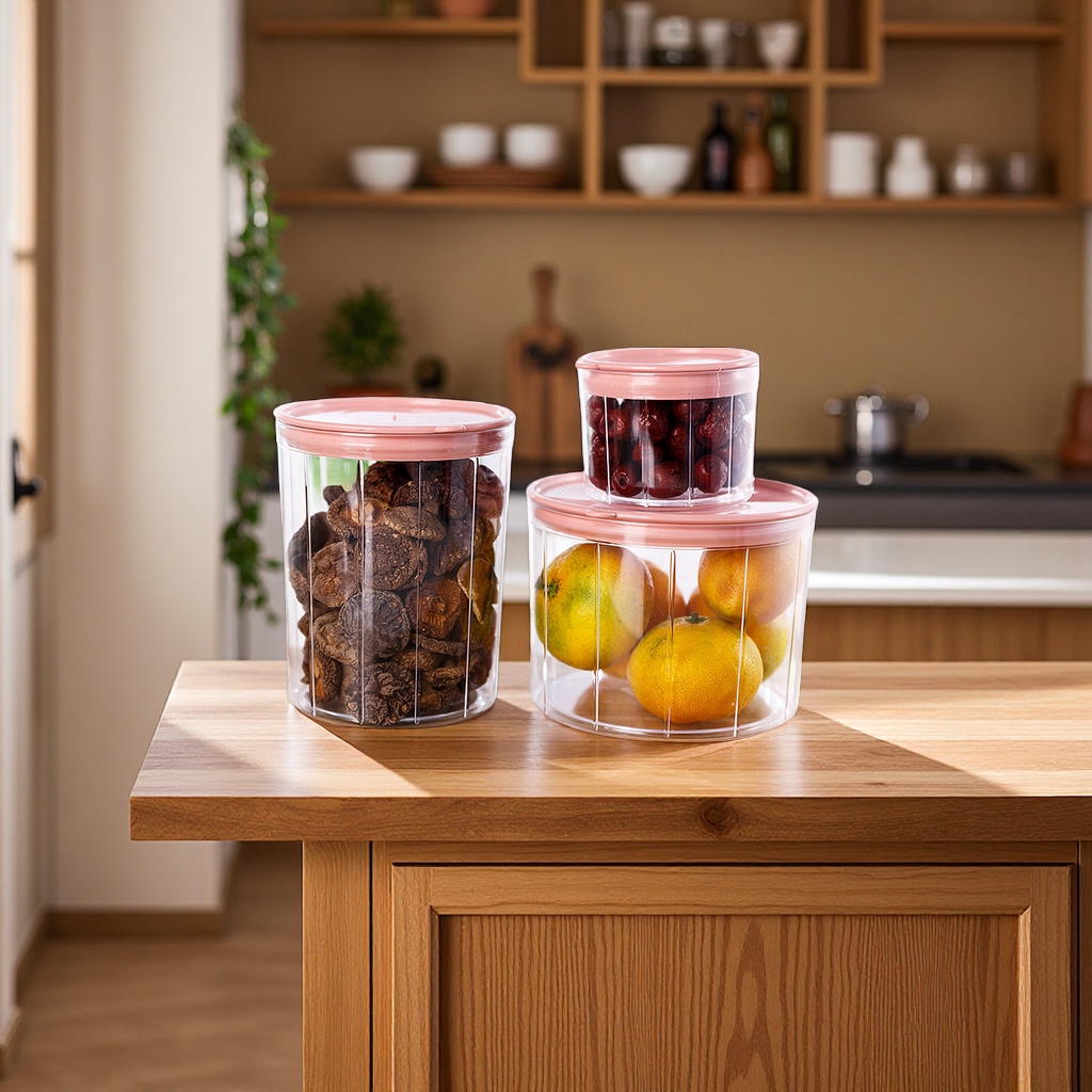 Grain and cereal storage jars, food sealed and fresh-keeping transparent kitchen storage plastic candy jars, children's sealed boxes details Picture