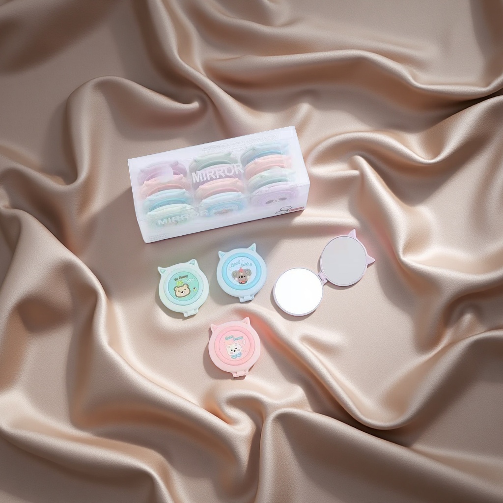 New portable mini makeup mirror cartoon mirror, travel companion small mirror, creative, cute and portable decorative items details Picture
