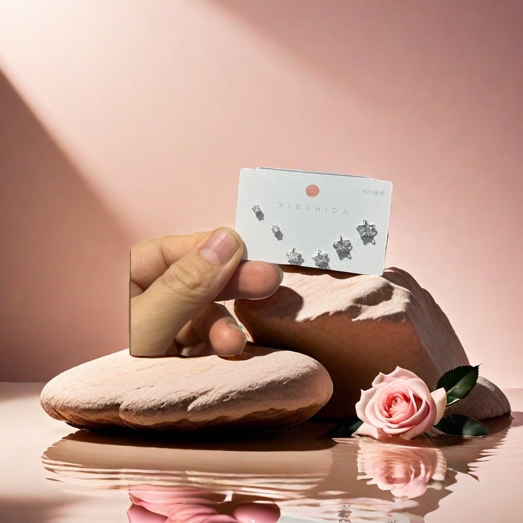 皓石耳环时尚简约银色耳饰女气质百搭个性潮流耳坠耳饰品配饰