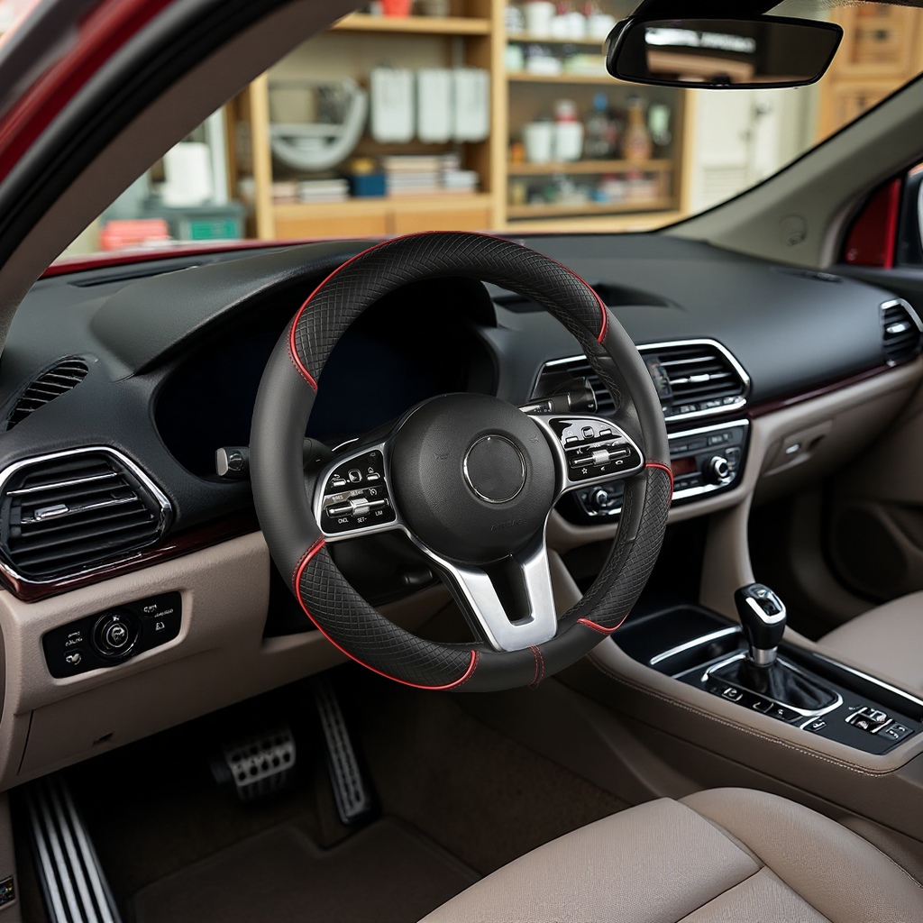 源头工厂四季通用汽车方向盘套皮革防滑炫酷镶条内圈舒适耐用