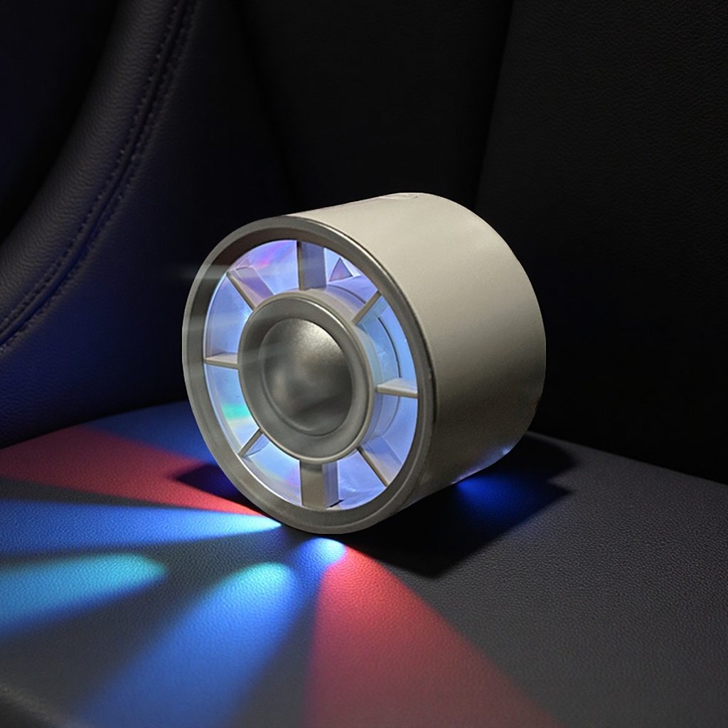 新款车载迷你风扇USB香薰出风口散热风扇氛围灯货车用炫彩静音便携