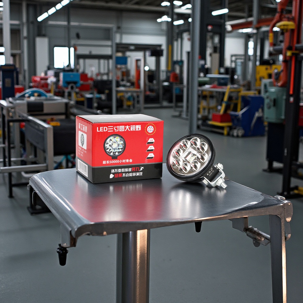 车战士3寸圆形汽车LED射灯12V24V货车挖掘机叉车散光超亮前照灯大灯