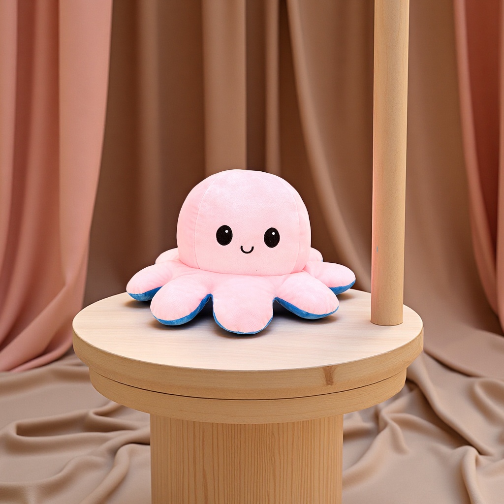Cross-border flipping octopus doll plush toy, double-sided reversible octopus figurine, cute and fun flipping doll, children's gift