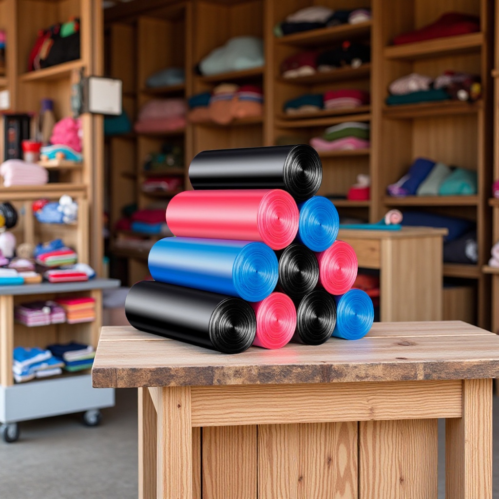 家用加厚彩色平口式一次性垃圾袋批发中号清洁塑料袋百货用品