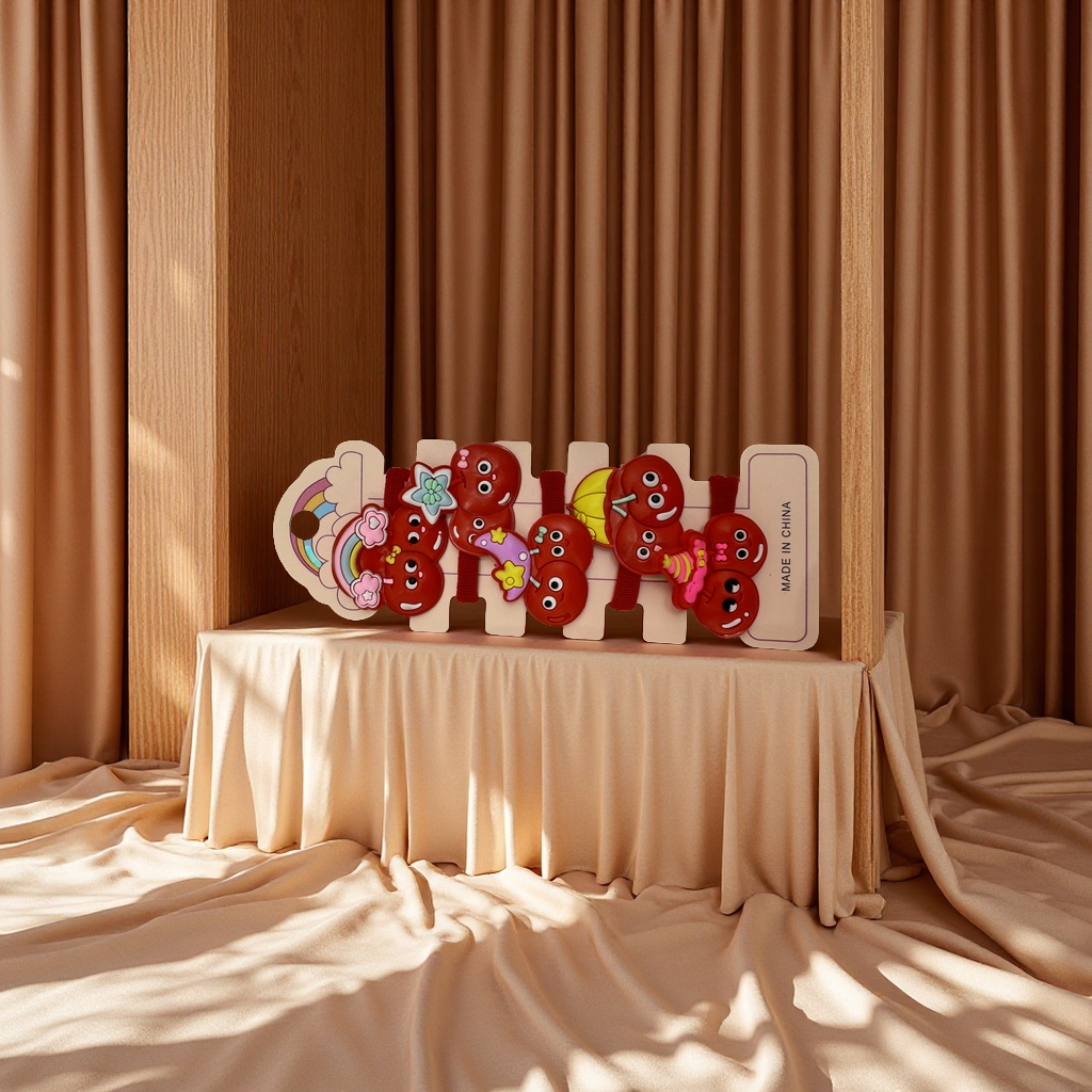 火爆网络樱桃图案毛巾圈五件套儿童