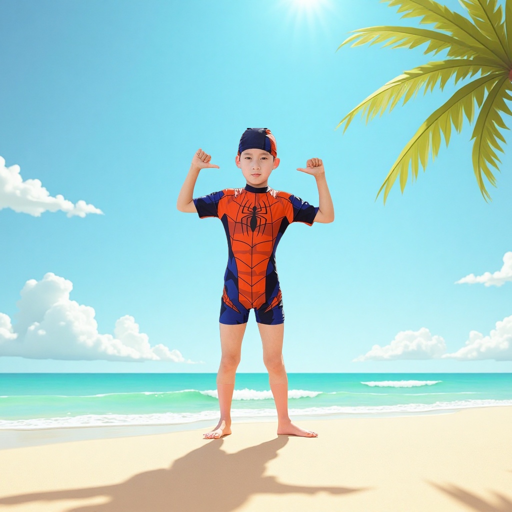 Cartoon children's swimsuits for boys and girls, summer water park beach swimming sets, sun protection children's clothing, small, medium and large children's swimsuits Item Picture