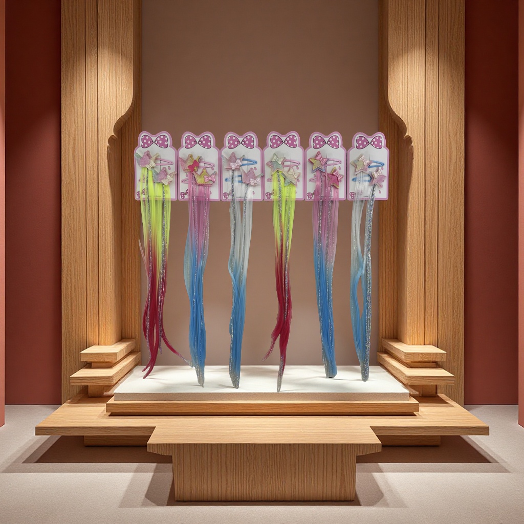 儿童假发对夹镭射丝 彩色闪亮可爱发饰儿童发夹发饰品儿童发夹配件

