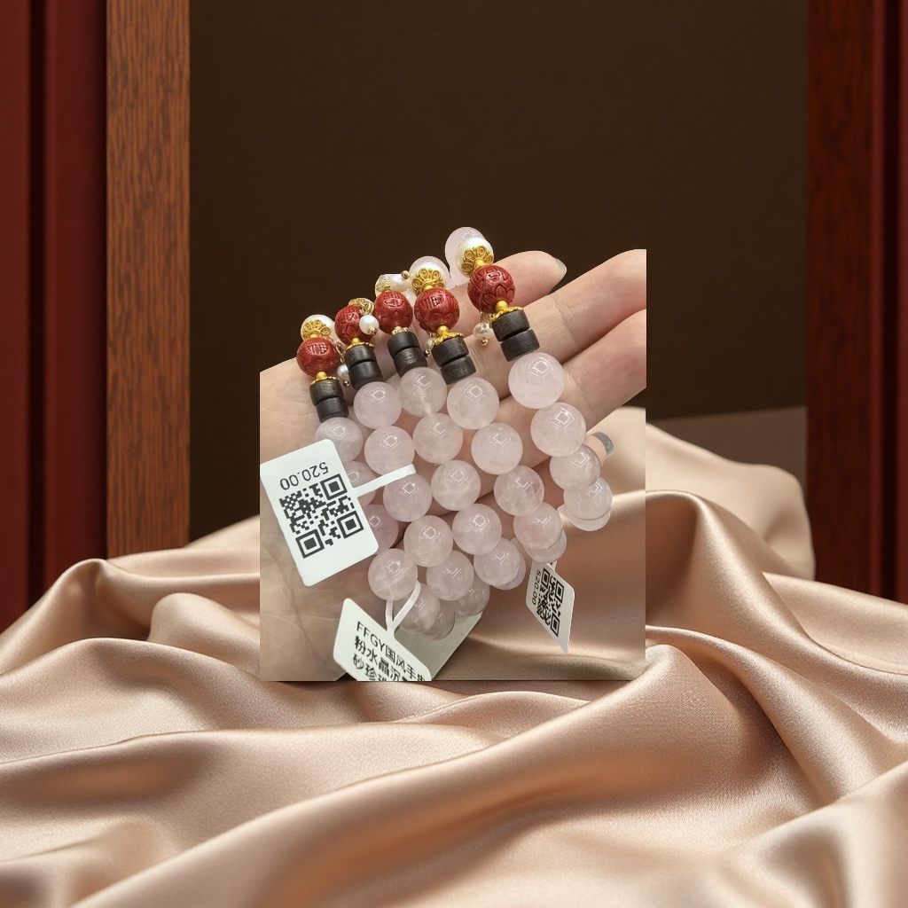 Natural crystal bracelet, agarwood cinnabar pearl bracelet, fashionable jewelry for men and women, hand-woven as a gift Specification image