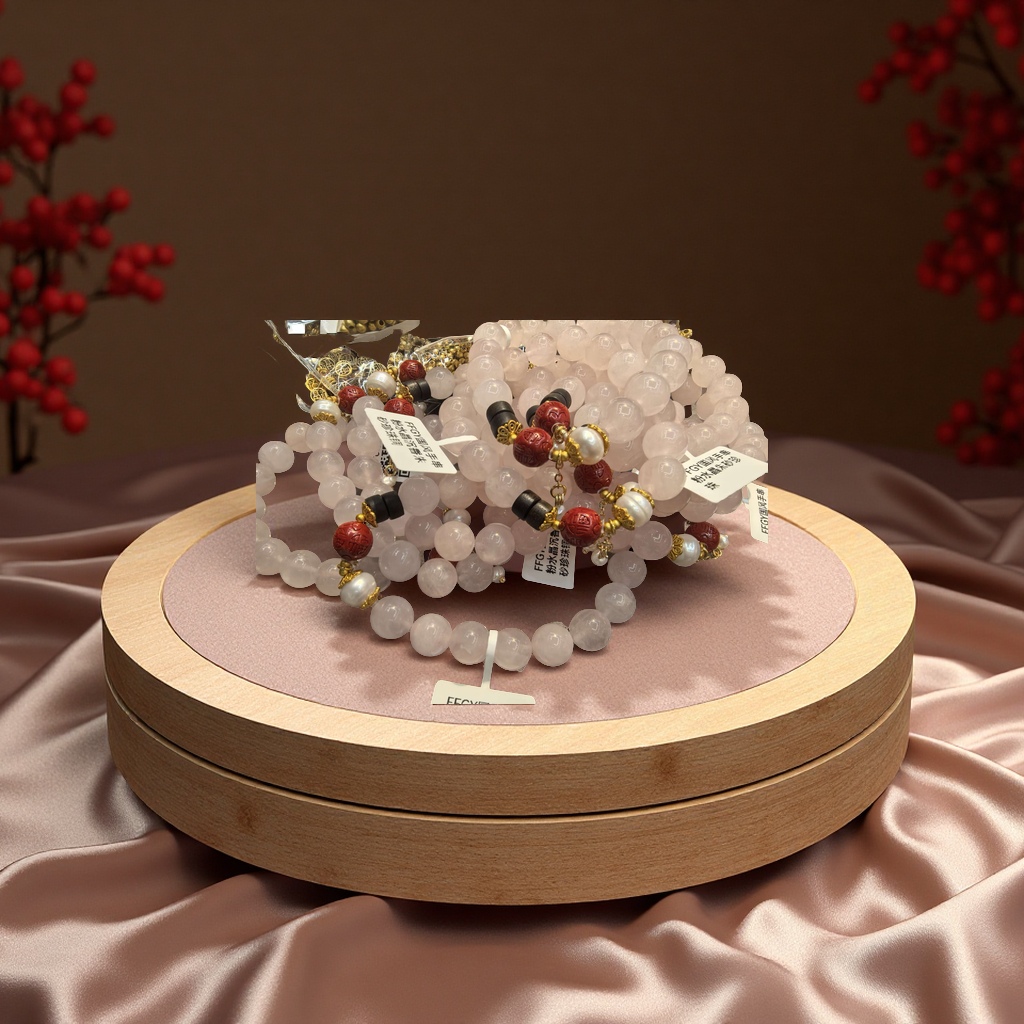 Natural crystal bracelet, agarwood cinnabar pearl bracelet, fashionable jewelry for men and women, hand-woven as a gift details Picture