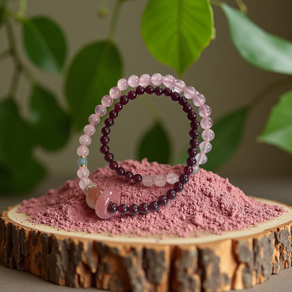 Garnet powder crystal bracelet, a handcrafted traditional Chinese style Application Scenario