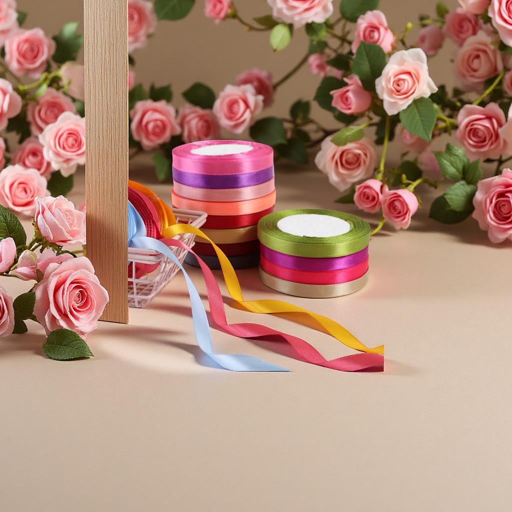 Jacquard polyester ribbons, 1cm wide, wedding decoration, DIY handmade ribbons, floral art, baking, packaging ribbons wholesale Specification image