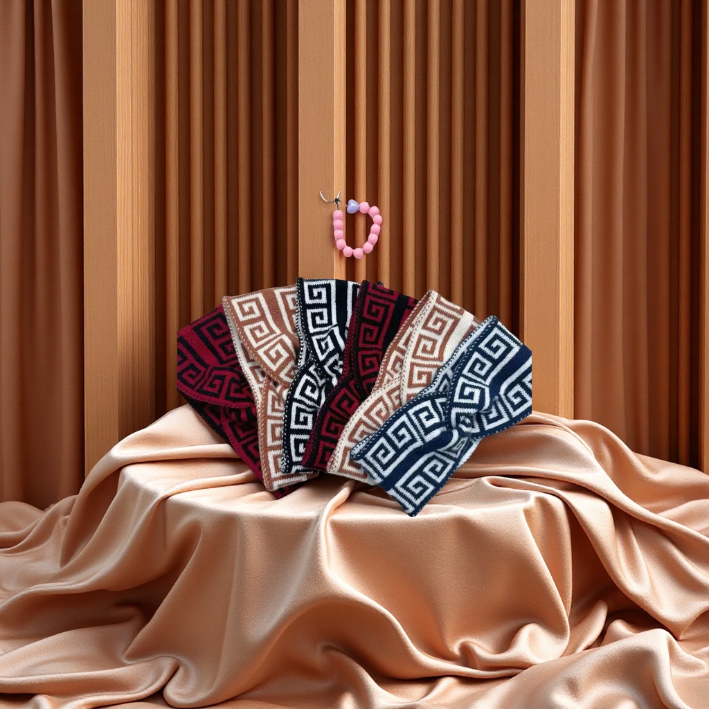 回字纹毛线针织交叉发带 时尚百搭柔软舒适发饰头饰女韩版潮流简约款