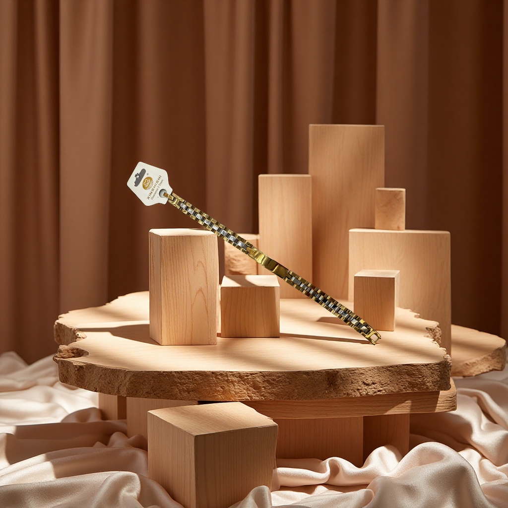 双色手链欧美时尚简约男女情侣手饰间金双色手牌手链潮流百搭配饰品