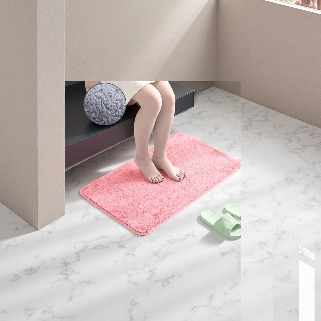 跨境仿羊绒卫生间脚垫纯色吸水防滑方形毛绒浴室地垫简约地毯