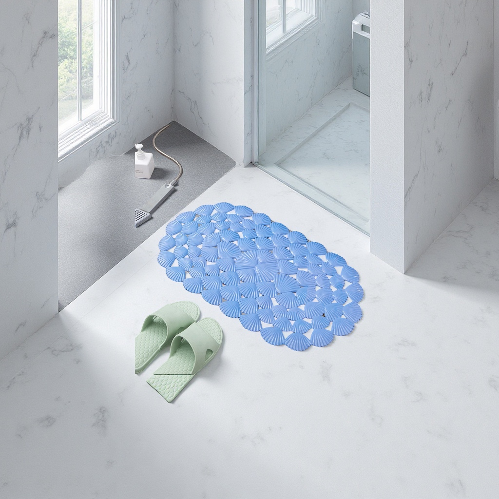 PVC浴室防滑垫贝壳洗澡按摩脚垫浴池浴缸塑料垫带吸盘批发零售地垫