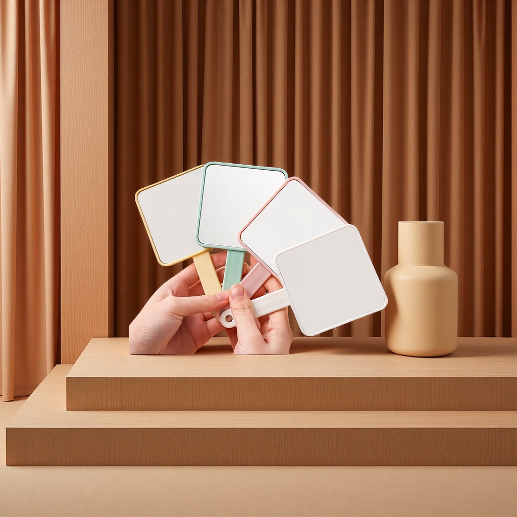 便携式手持化妆镜小巧便携手柄便携随身美容补妆镜女生化妆工具