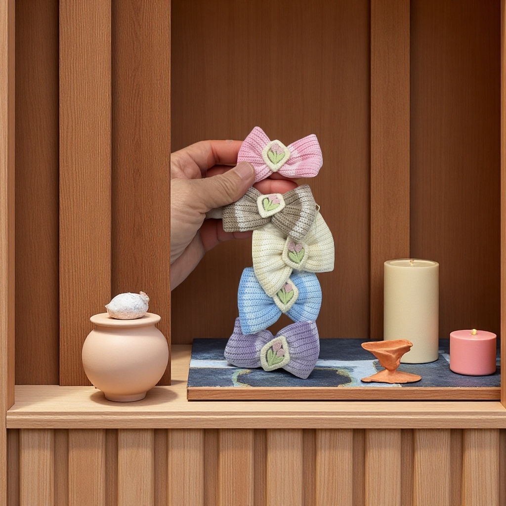 秋冬兔毛发圈可爱领结发饰柔软保暖发圈发绳头饰女童儿童配件产品图