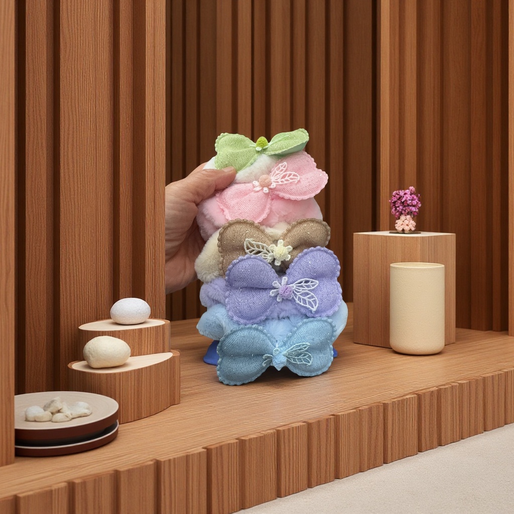 秋冬兔毛发圈可爱领结发饰柔软保暖发圈发绳头饰女童儿童配件细节图