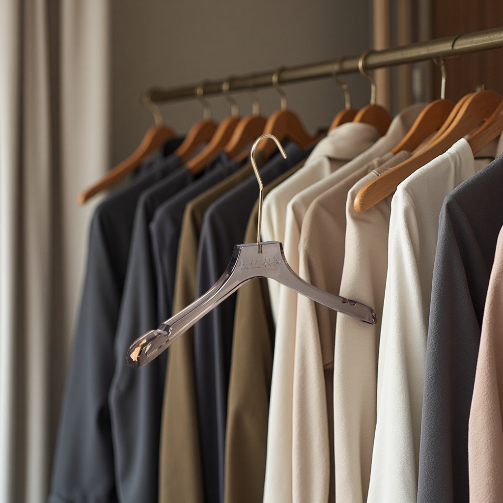 水晶透明衣架烟灰色衣架服装店专用儿童男女装防滑衣架裤夹 克定制Logo产品图