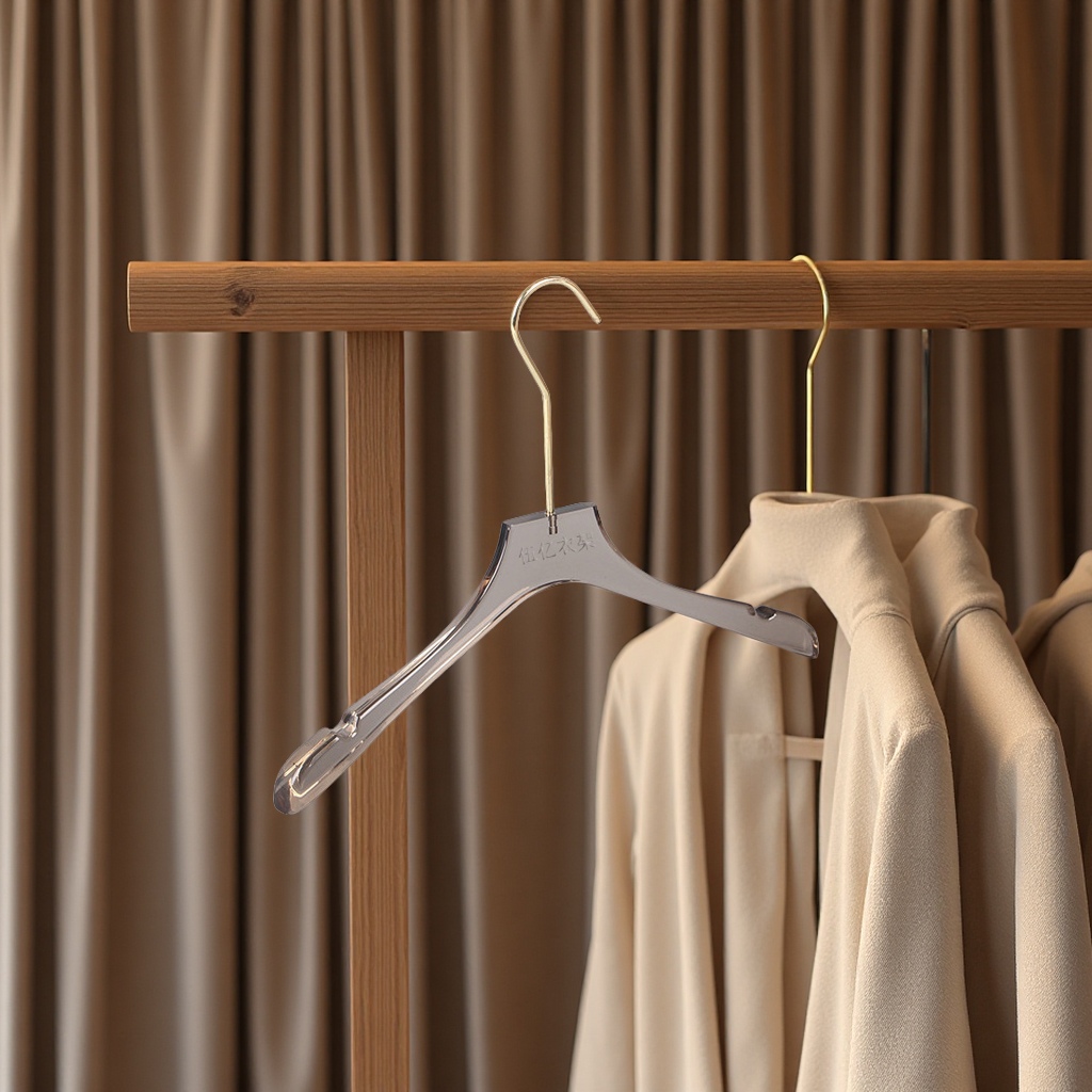 水晶透明衣架烟灰色衣架服装店专用儿童男女装防滑衣架裤夹 克定制Logo白底实物图