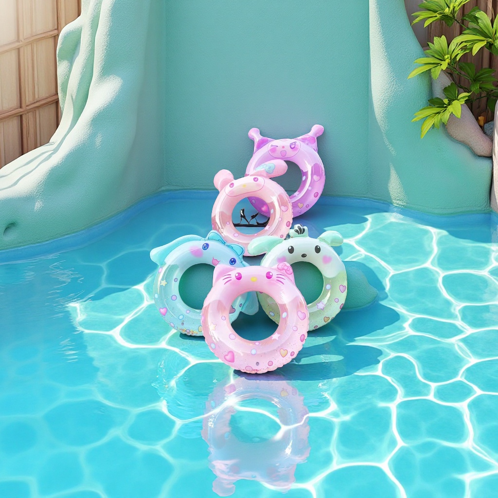 Children's cartoon inflatable swimming rings, cute and thick PVC armpit rings, swimming equipment for boys, girls and babies