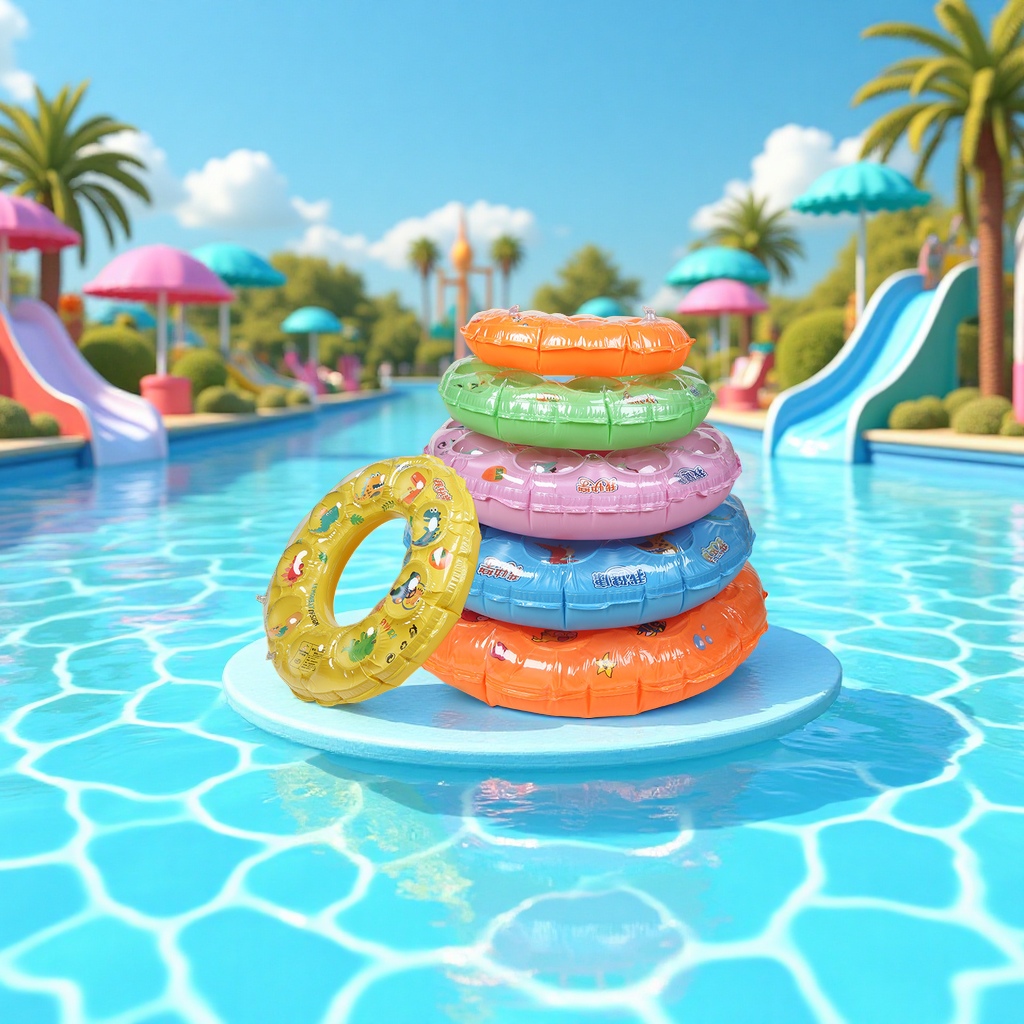 Children's cartoon double-layer thickened PVC swimming rings, 2-18 years old water park inflatable rings, swimming pool wholesale