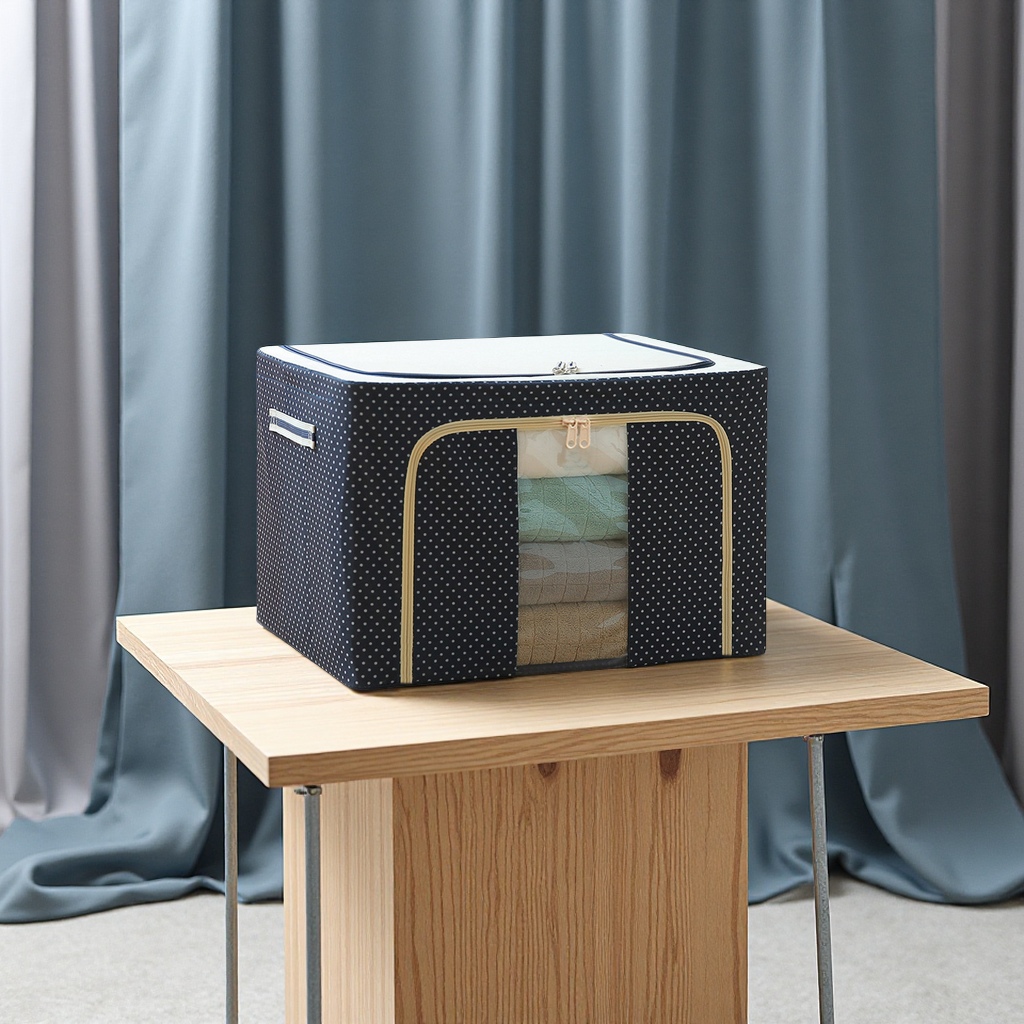 牛津布折叠收纳箱布艺钢架大容量衣物棉被整理箱家居收纳箱多功能整理箱