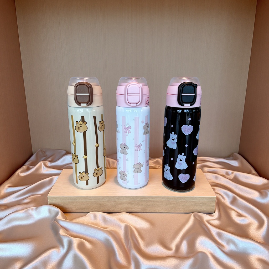 小动物双饮保温杯儿童卡通可爱保温水杯宝宝便携防漏500ml