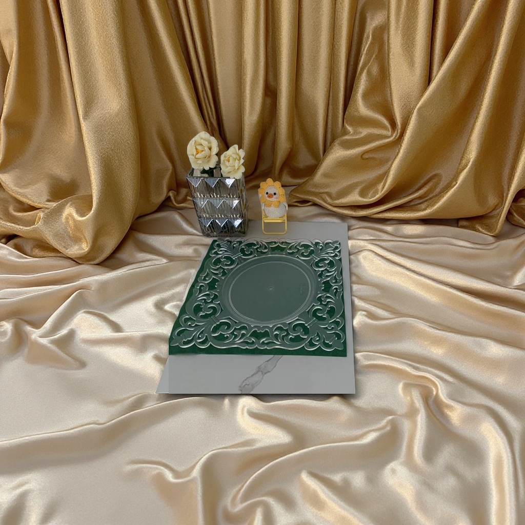 外贸透明婚礼酒店派对烫金工艺装饰塑料玻璃主盘果盘果篮摆件