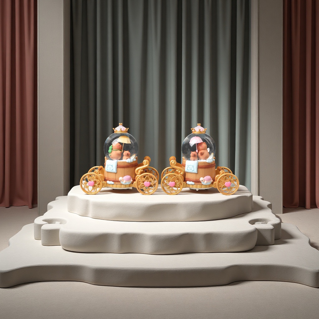 南瓜车水球音乐盒儿童摆件梦幻旋转灯节日礼物温馨装饰