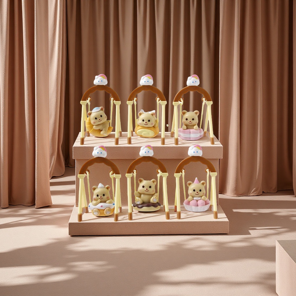 卡通图黄油小熊秋千玩偶儿童玩具趣味手工布艺软萌可爱礼物