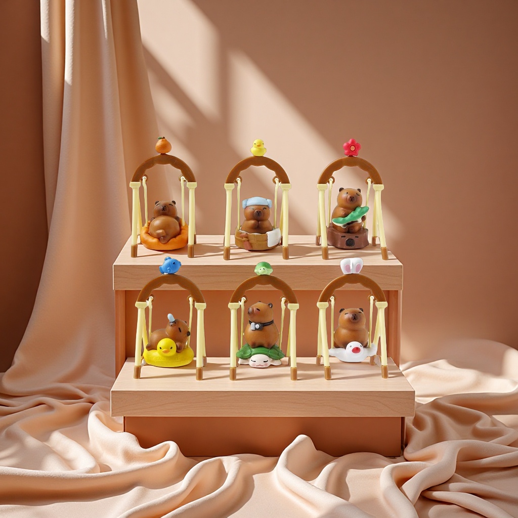 卡皮巴拉荡秋千玩具儿童室内户外趣味动物模型休闲娱乐卡通摆件产品图