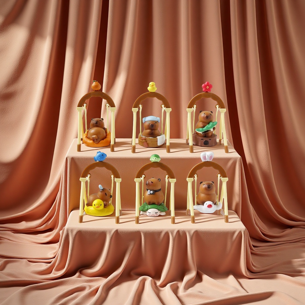 卡皮巴拉荡秋千玩具儿童室内户外趣味动物模型休闲娱乐卡通摆件细节图