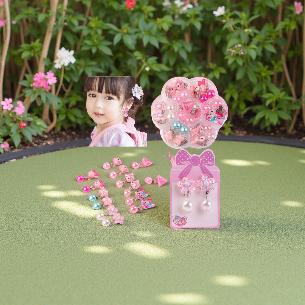 韩国儿童耳环女无耳洞可爱风学生首饰DIY珍珠流苏耳夹长款儿童耳饰