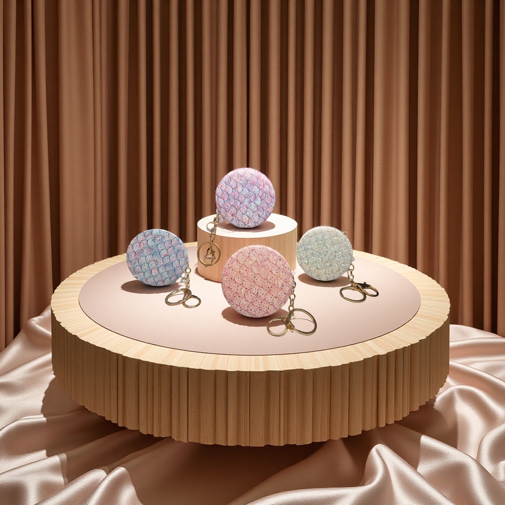 钥匙扣小镜子便携迷你化妆镜多功能钥匙链挂件时尚创意礼品折叠镜化妆镜 可定制图案 一面放大一面正常！欢迎定制！小包包必备