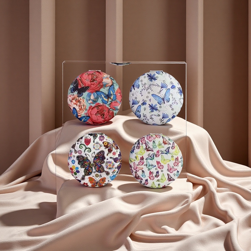 折叠化妆镜便携镜子化妆镜带灯折叠式便携化妆镜子化妆用品美容镜子女生化妆工具镜子LED化妆镜防碎镜子镜梳折叠多面镜镜子镜梳产品图