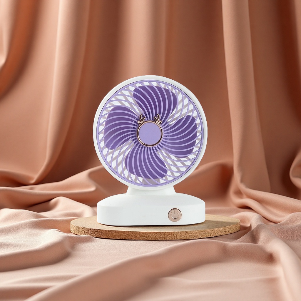 新款台式桌面迷你USB充电风扇小型电风扇便携静音办公桌面风扇礼品白底实物图