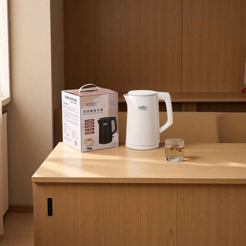 Xian Fu Fu 1.8L stainless steel kettle, 304 seamless inner liner, electric kettle, automatic power-off, water boiling kettle, thermos cup, heat-resistant and durable Specification image