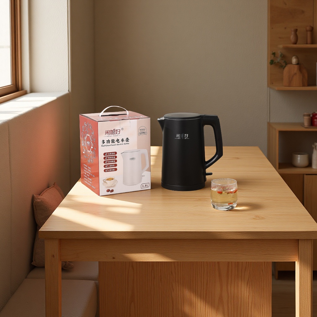 Xian Fu Fu 1.8L stainless steel kettle, 304 seamless inner liner, electric kettle, automatic power-off, water boiling kettle, thermos cup, heat-resistant and durable Application Scenario