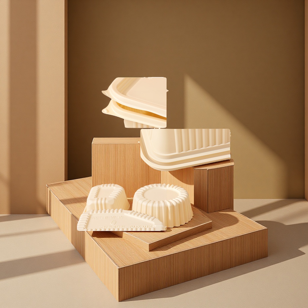 Disposable corn starch lunch boxes, food-grade, environmentally friendly and degradable compartments, microwave-heated takeout packaging, catering supplies details Picture