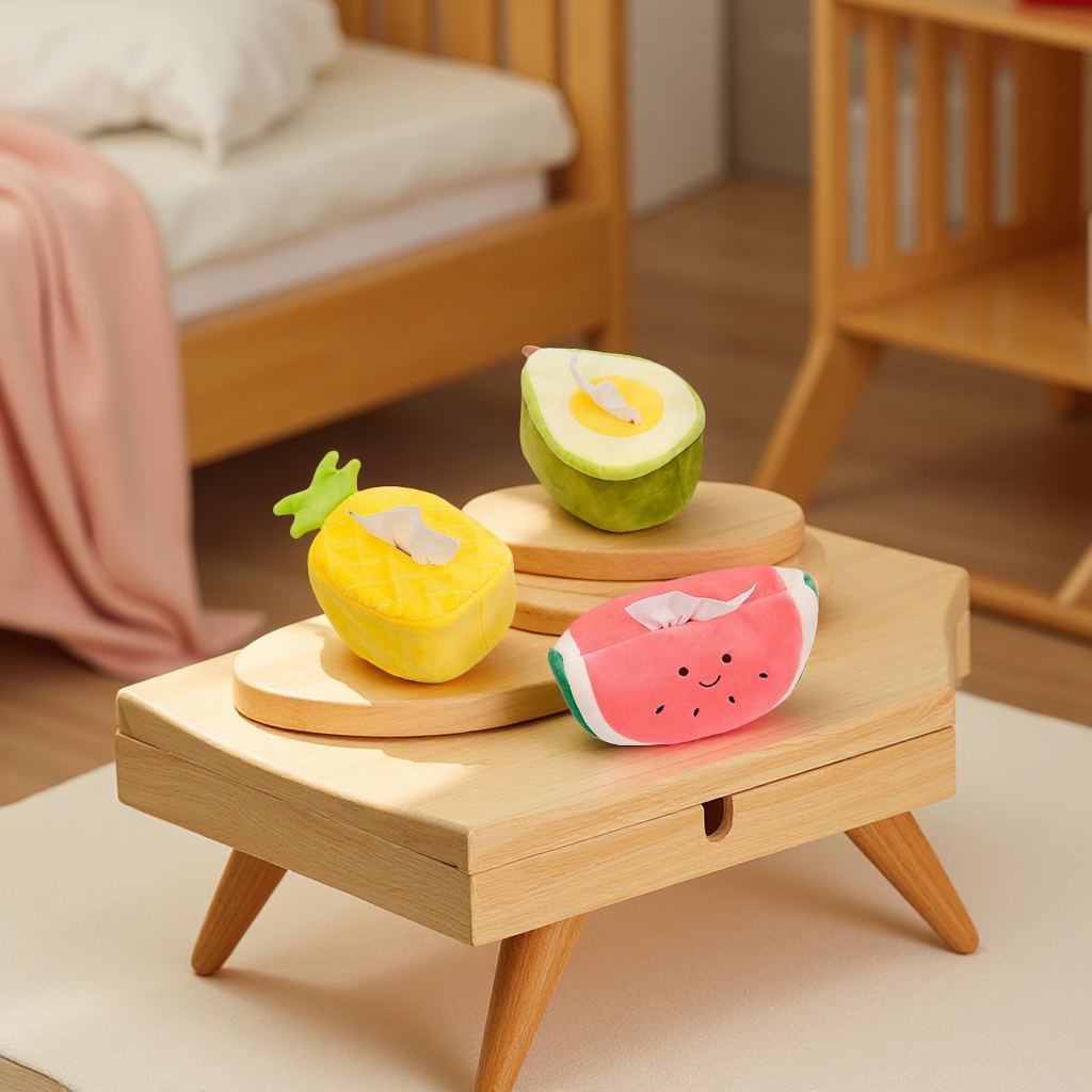 小红书同款西瓜毛绒玩偶水果纸巾盒创意卧室收纳汽车内抽纸盒娃娃装饰品