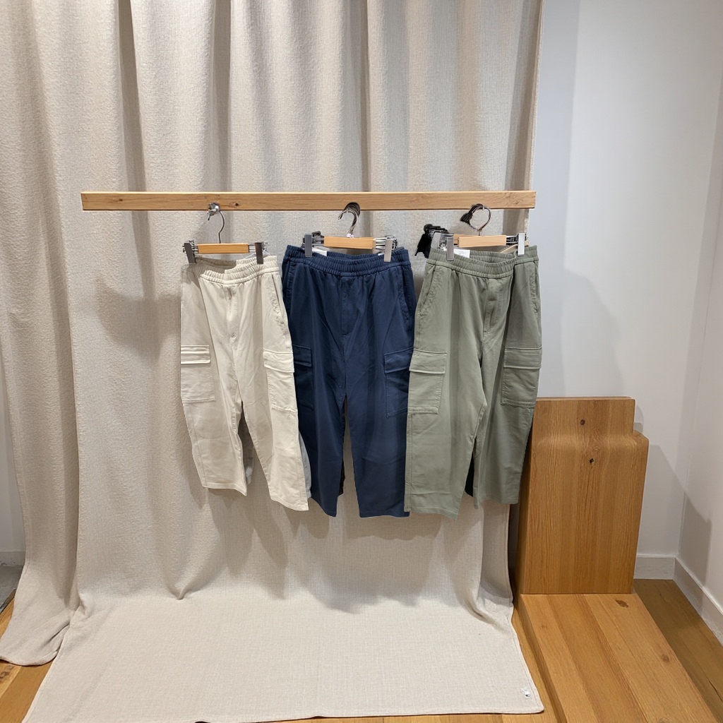 日单日系春季男女休闲工装裤宽松直筒长裤松紧腰百搭Y474100